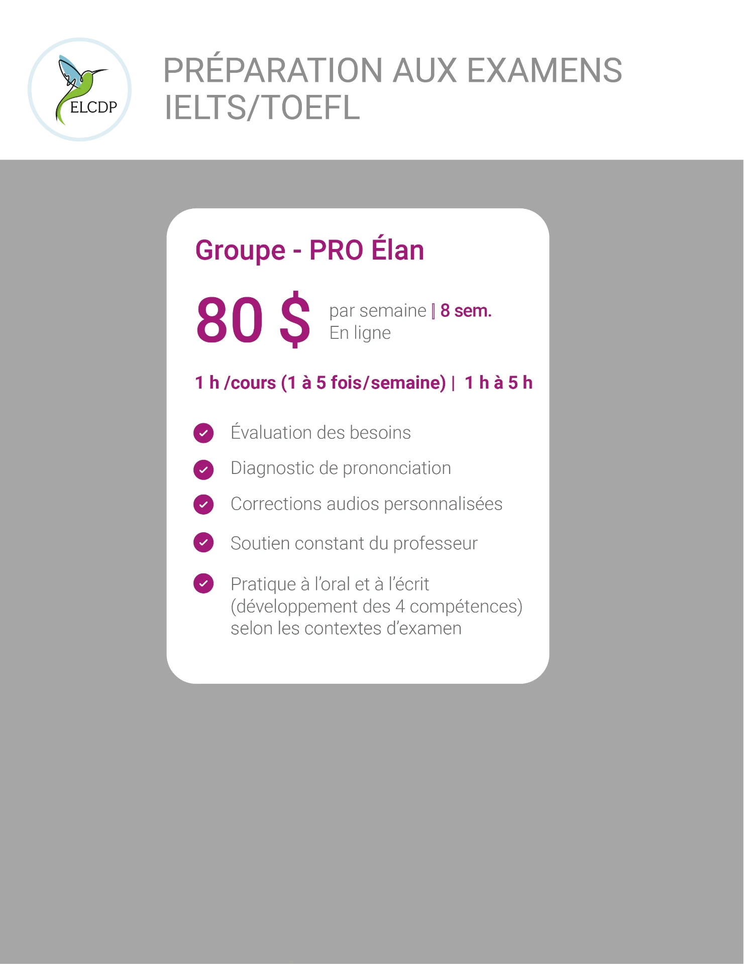 [KP-ANG-TESTS-E26] KP-Préparation au IELTS/TOEFL (1 à 5 fois par semaine)