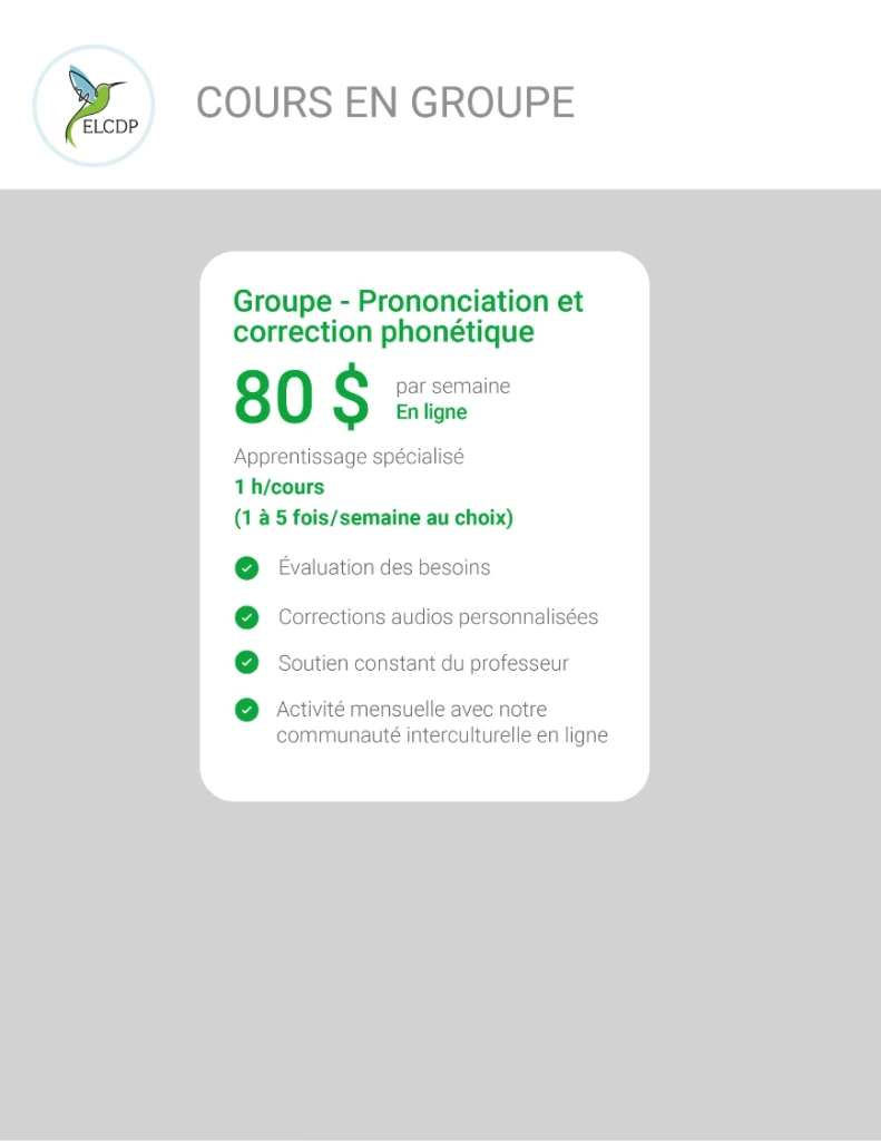 [KP-FR-PRON-E26] KP-Prononciation et correction phonétique en français (1 à 5 fois par semaine)