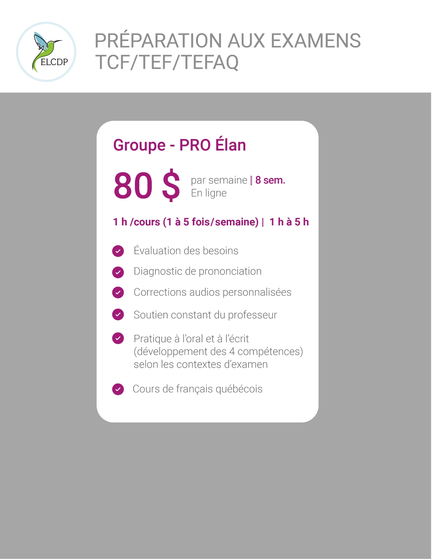 [KP-TESTS-FR-E26] KP-Préparation au TCF/TEFAQ/TEF (1 à 5 fois par semaine)